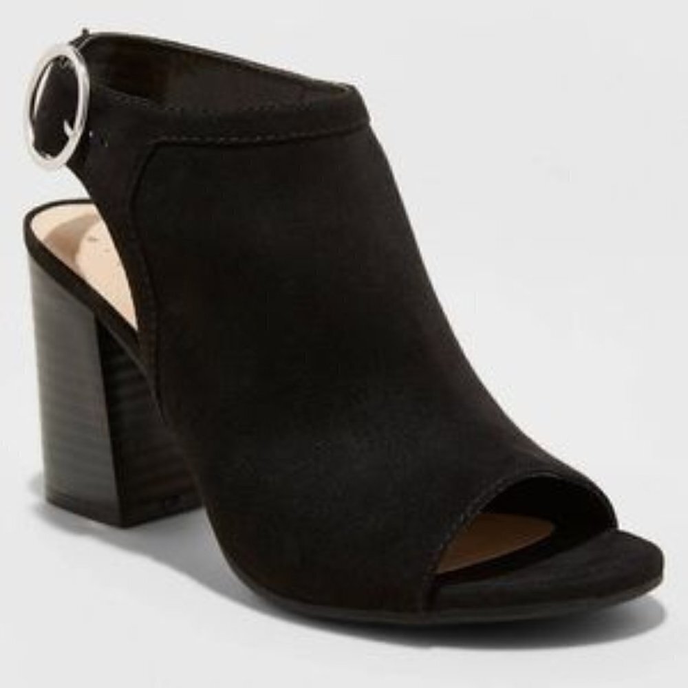 A NEW DAY  Kama  peep toe block heels black 6.5